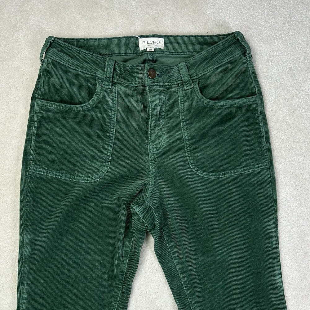Pilcro Anthropologie Green Corduroy Bootcut Pants Sz 29 Fall Forest Flare - Picture 2 of 12